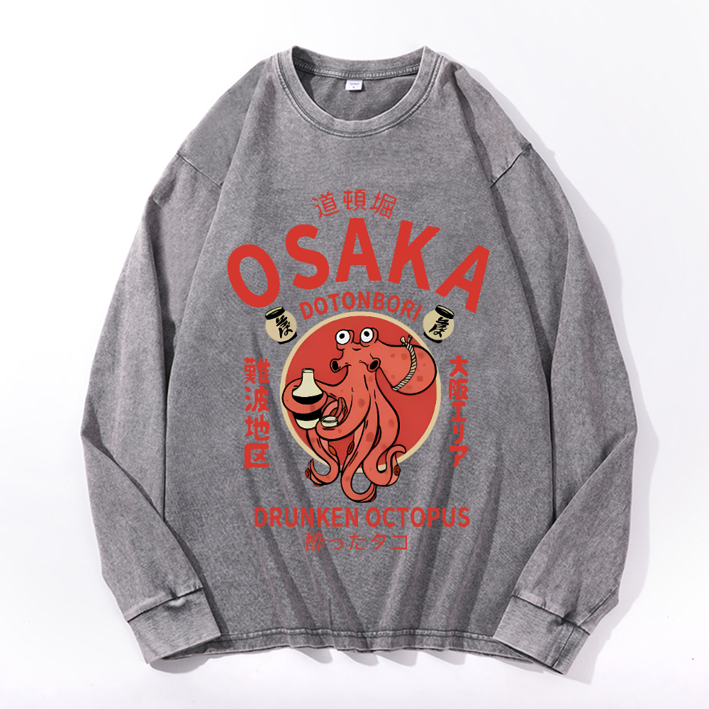 OSAKA Dotonbori Vintage Cotton Wash Crewneck Sweatshirt