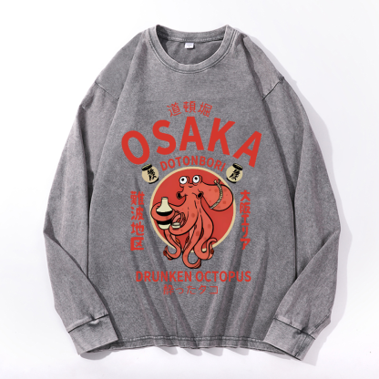 OSAKA Dotonbori Vintage Cotton Wash Crewneck Sweatshirt