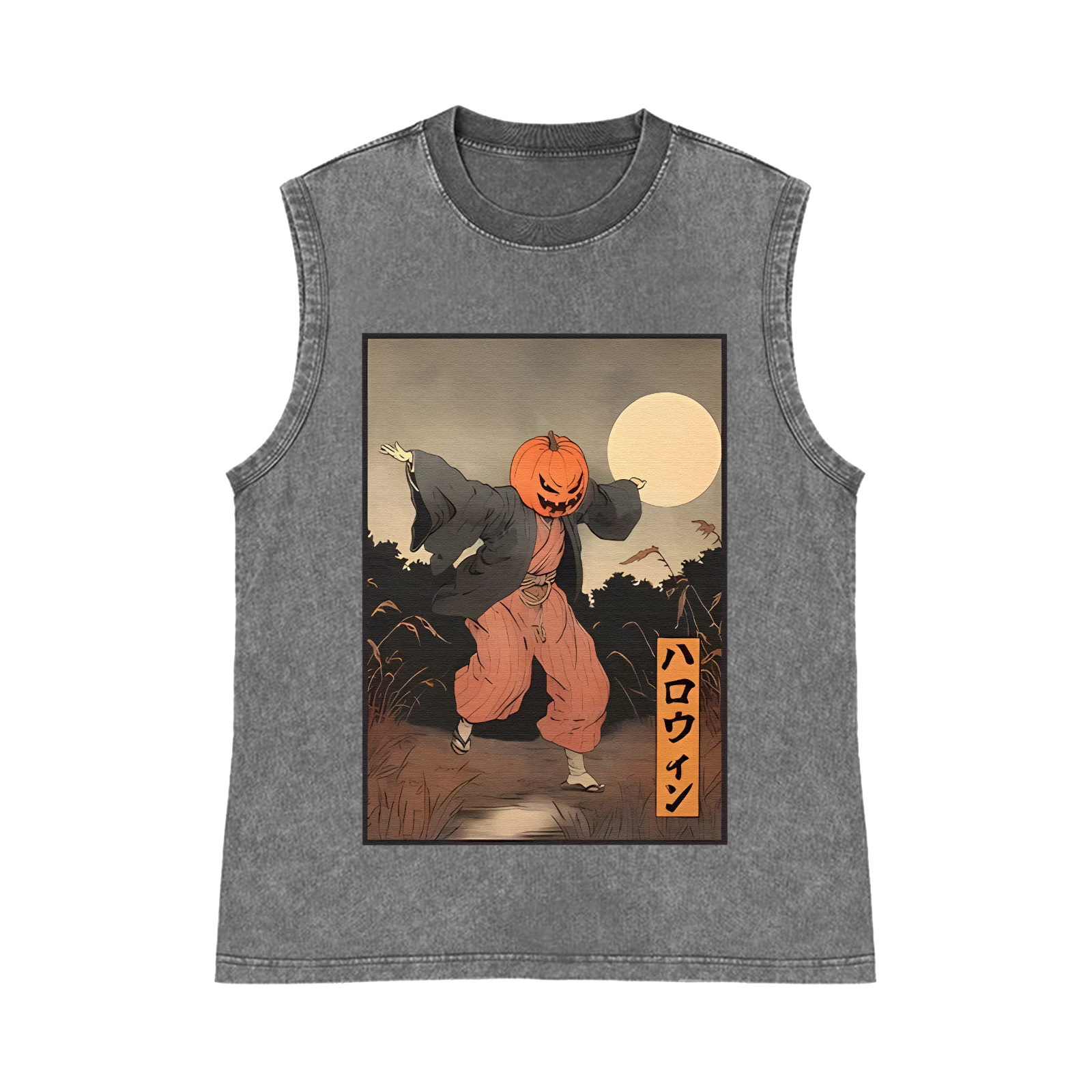 Kimono Pumpkin Person Pure Cotton Wash-Dyed Sleeveless Tank Top