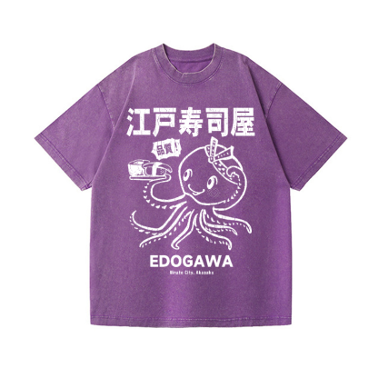 Edogawa  Octopus Vintage Wash Japanese Design T-Shirt