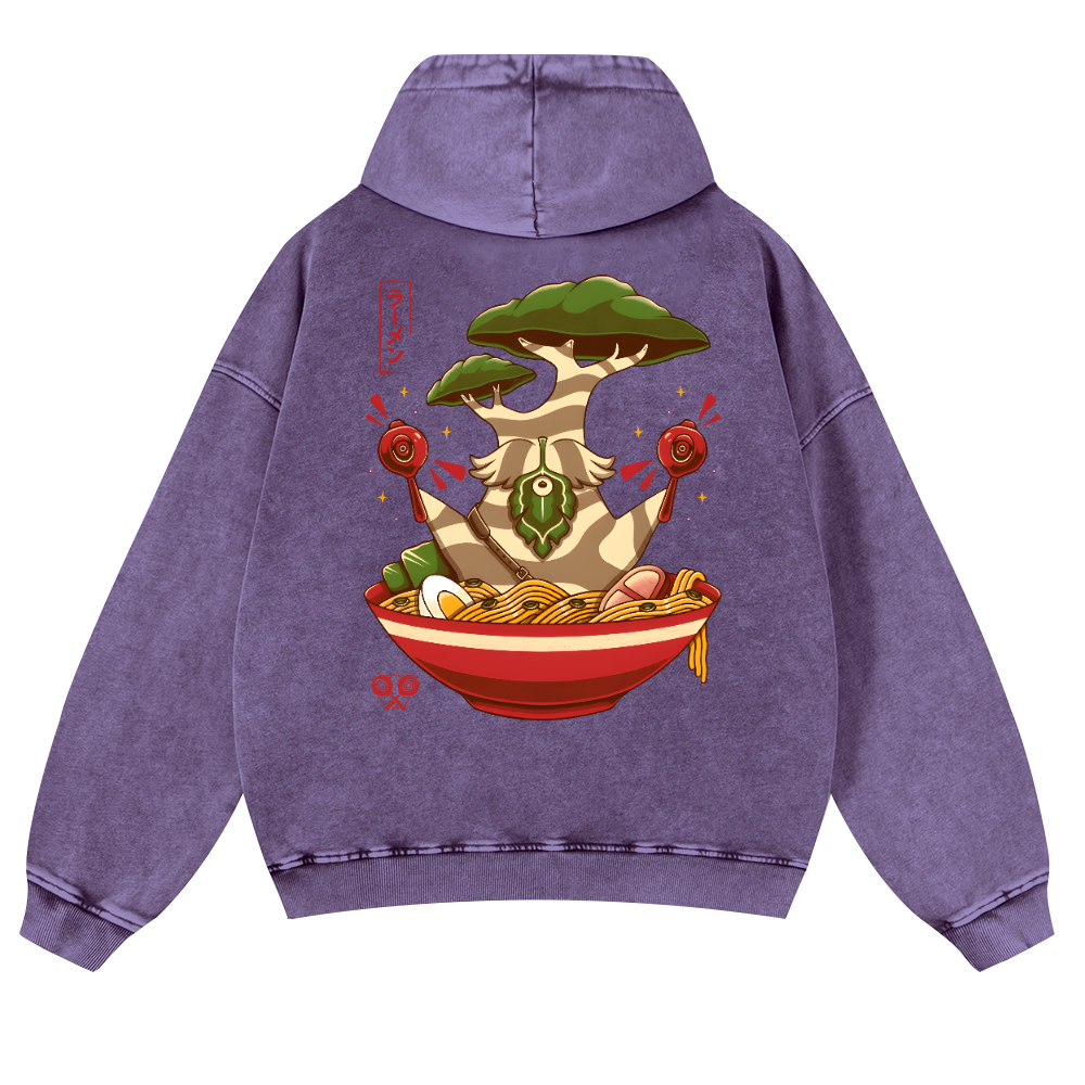 Bonsai Ramen Vintage Washed Cotton Back Art Hoodie