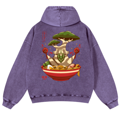 Bonsai Ramen Vintage Washed Cotton Back Art Hoodie
