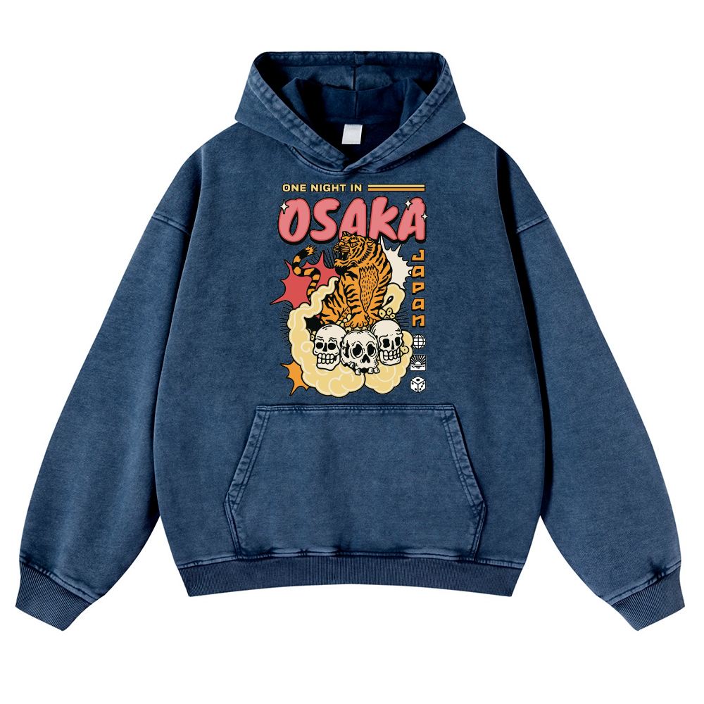 One Night in OSAKA Vintage Washed Thick Cotton Hoodie