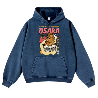 One Night in OSAKA Vintage Washed Thick Cotton Hoodie