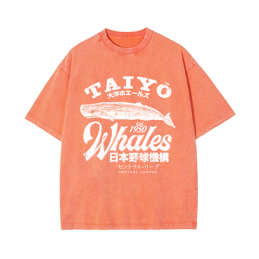 Taiyo Whales Central League Team Vintage Wash Japanese Design T-Shirt
