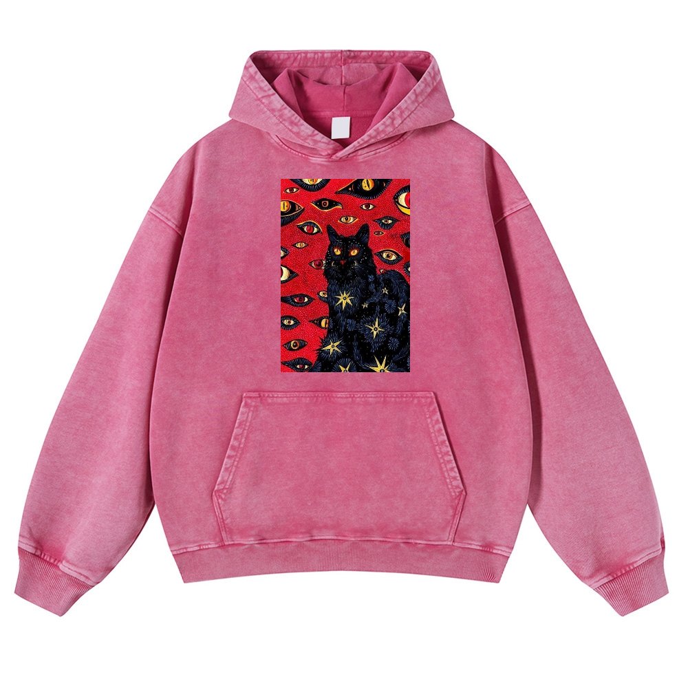 Cat Vintage Washed Thick Cotton Hoodie