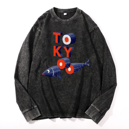 Tokyo Fish Vintage Cotton Wash Crewneck Sweatshirt