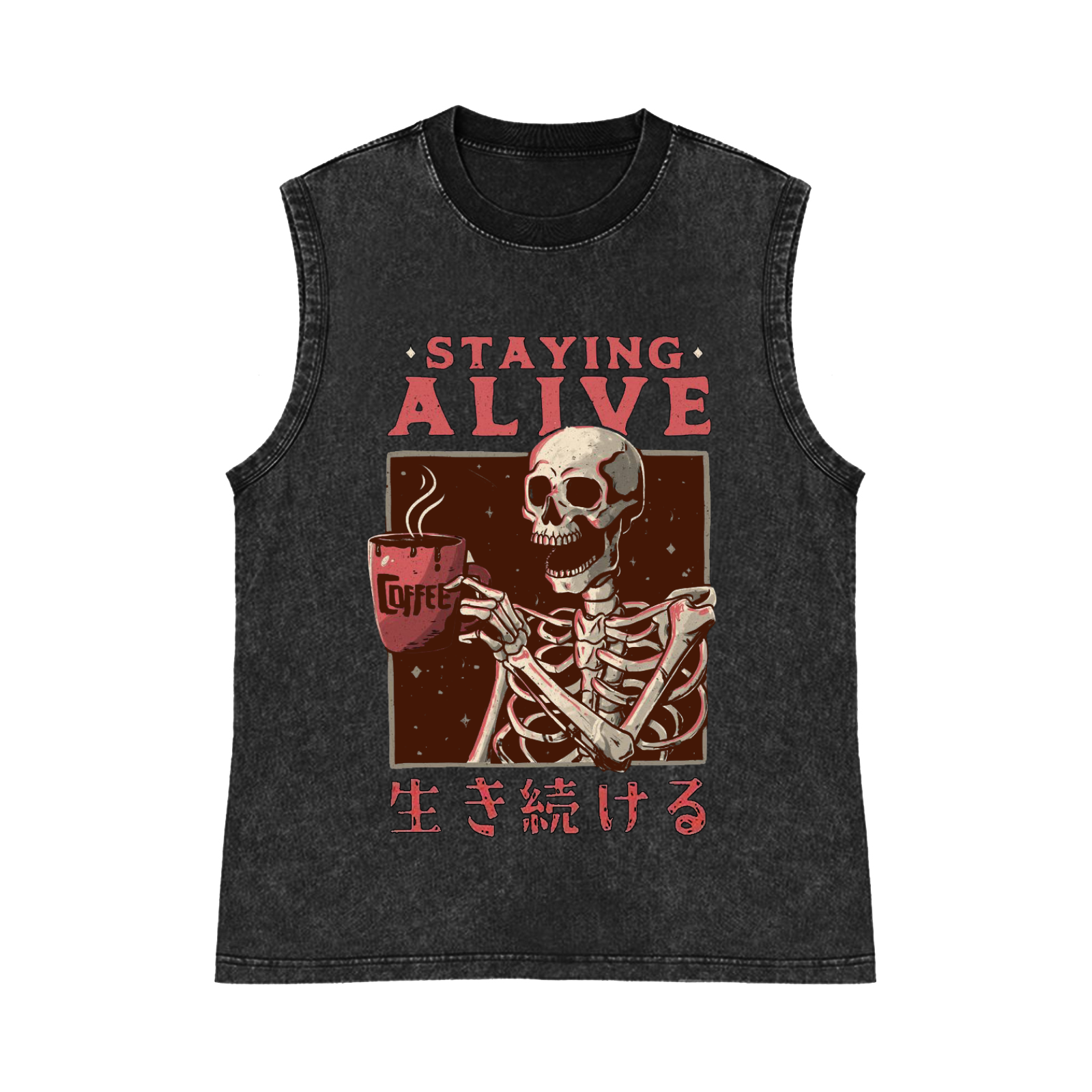 Staying Alive Pure Cotton Wash-Dyed Sleeveless Tank Top