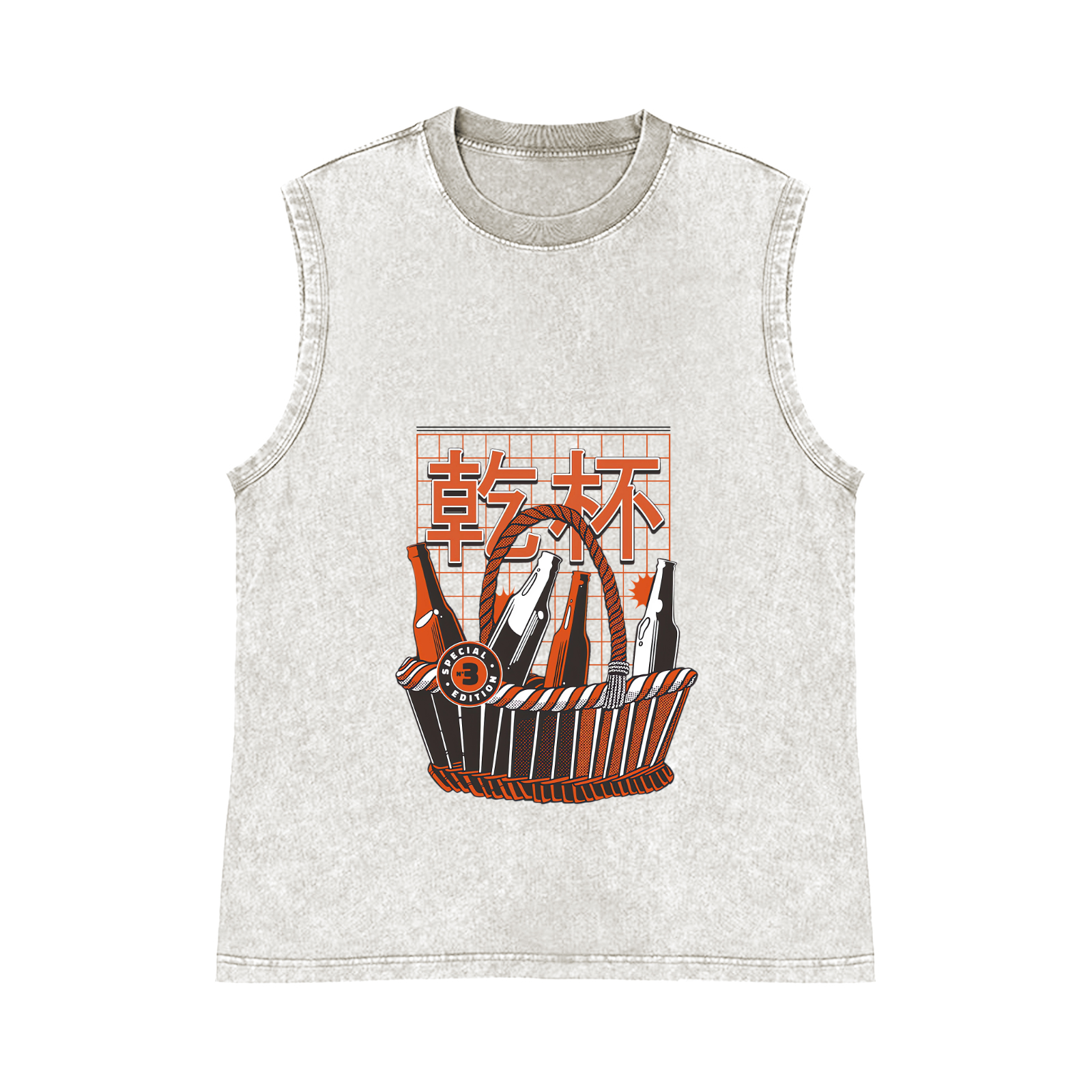 Cheers Cup Pure Cotton Wash-Dyed Sleeveless Tank Top