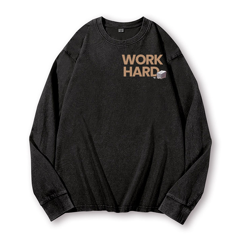 Cat Vintage Washed Cotton Back Art Long-sleeve T-shirt