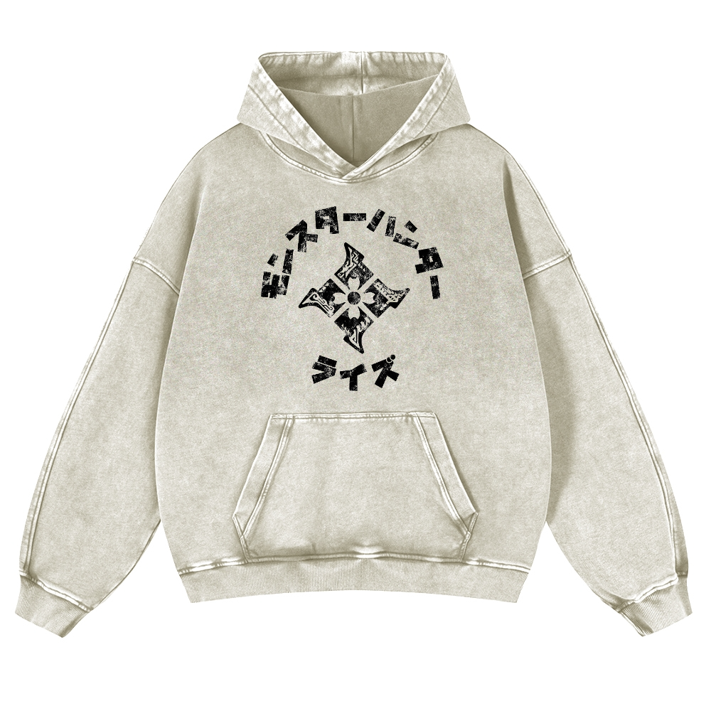 Monster Hunter Rise Vintage Washed Thick Cotton Hoodie