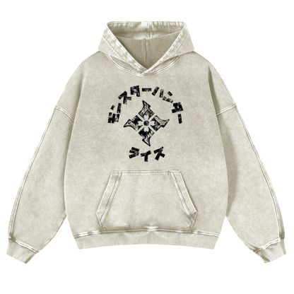 Monster Hunter Rise Vintage Washed Thick Cotton Hoodie