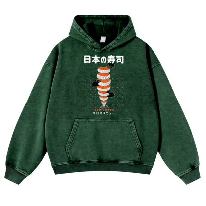 Delicious Salmon Sushi Vintage Washed Thick Cotton Hoodie