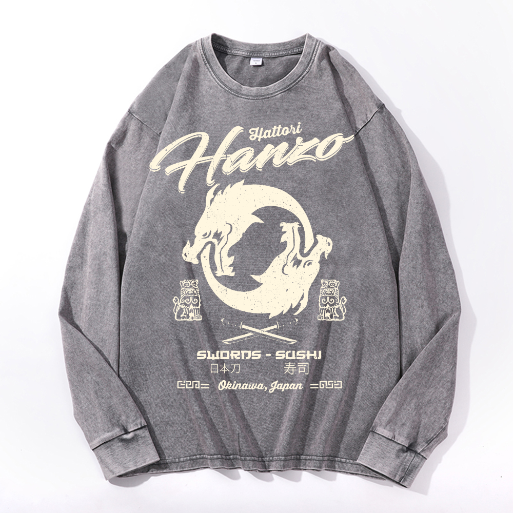 Hattori Hanzo Okinawa Japan Vintage Cotton Wash Crewneck Sweatshirt