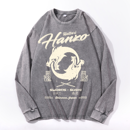 Hattori Hanzo Okinawa Japan Vintage Cotton Wash Crewneck Sweatshirt