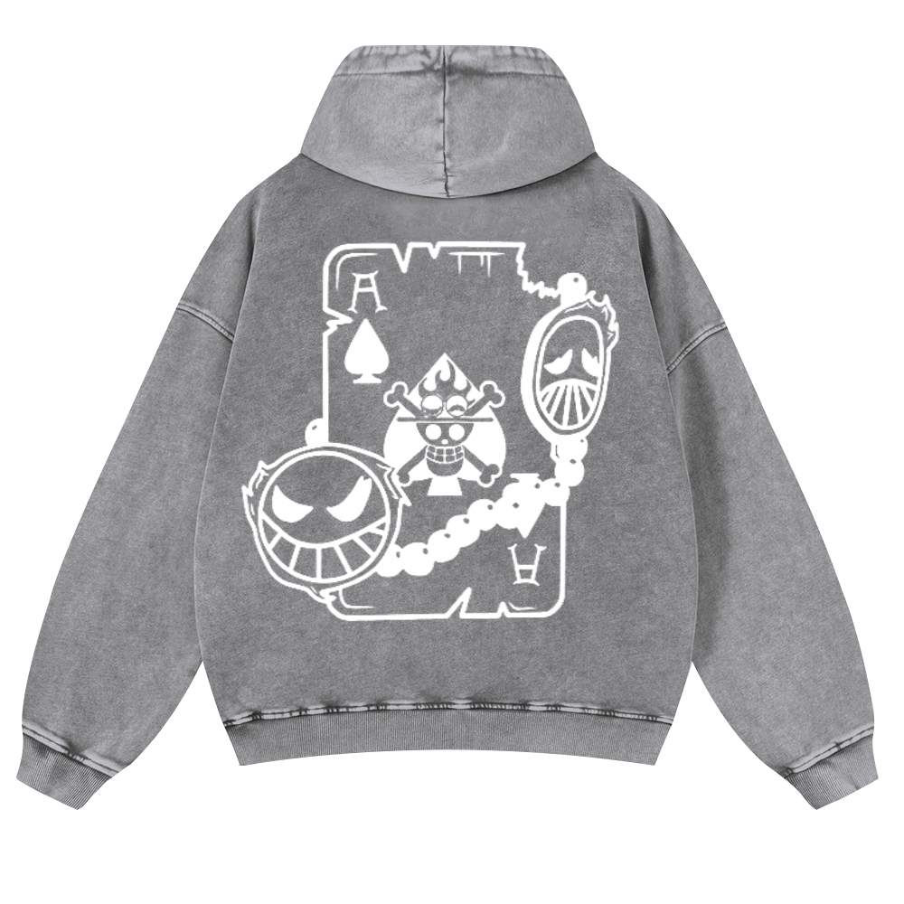 One Piece Vintage Washed Cotton Back Art Hoodie