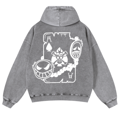 One Piece Vintage Washed Cotton Back Art Hoodie