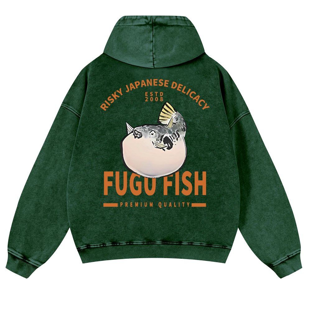 Japan's Risky Eats Vintage Washed Cotton Back Art Hoodie