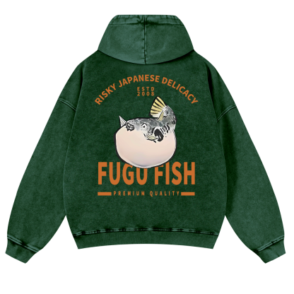 Japan's Risky Eats Vintage Washed Cotton Back Art Hoodie