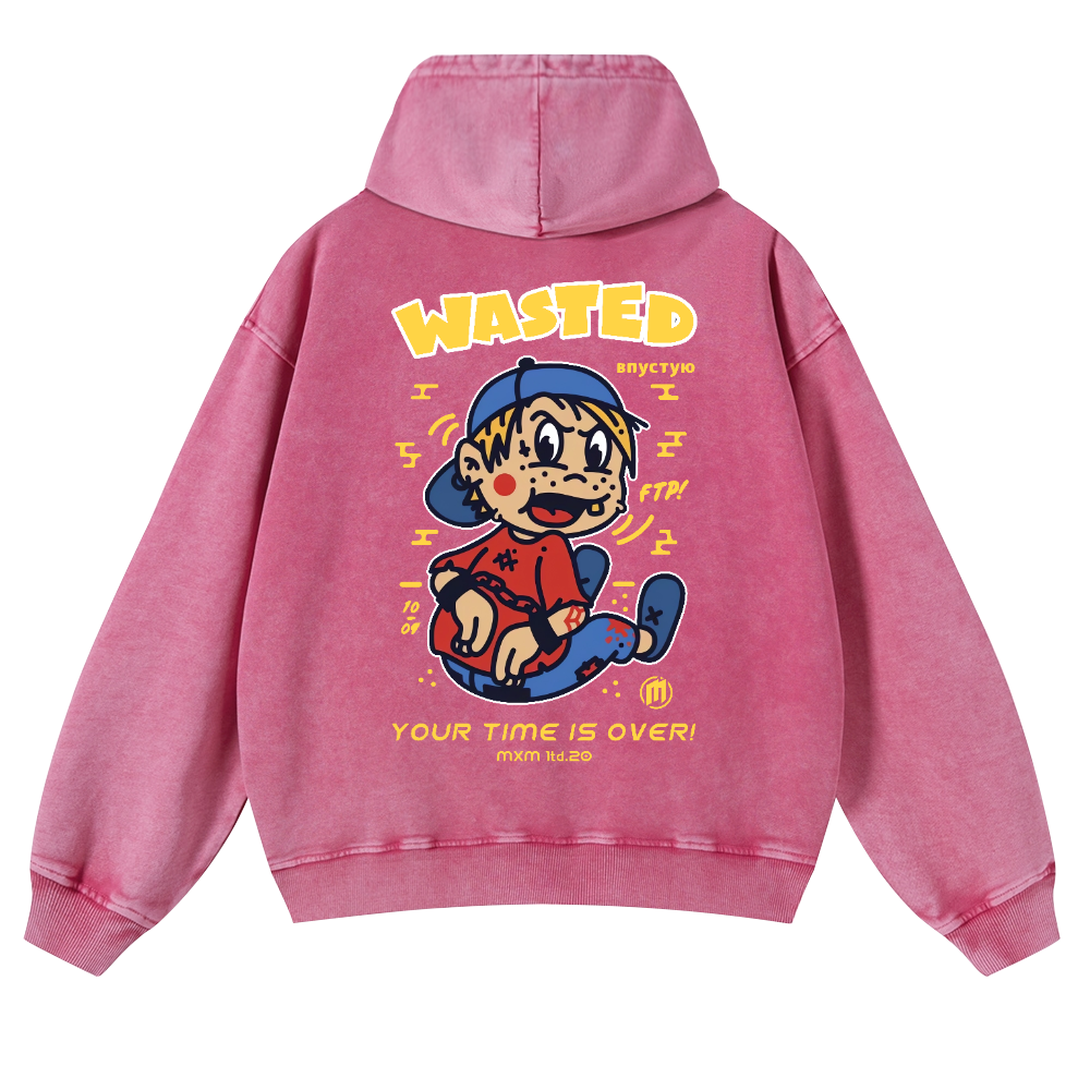 Wasted Vintage Washed Cotton Back Art Hoodie