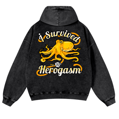 Octopus Vintage Washed Cotton Back Art Hoodie