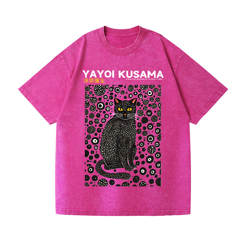 ミルク T.yayoi Yayoi Kusama Cat Vintage Wash Japanese Design T-Shirt