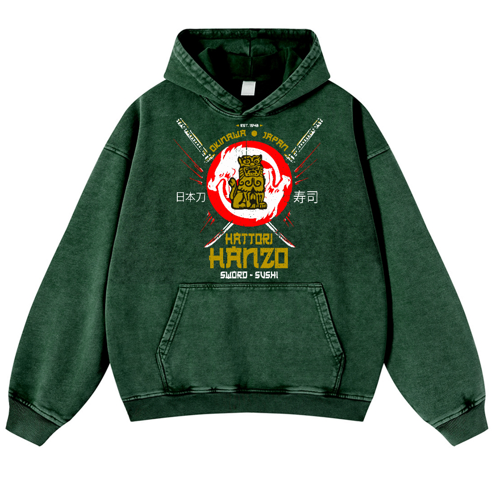 Hattori Hanzo Komainu Vintage Washed Thick Cotton Hoodie