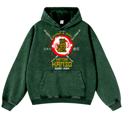 Hattori Hanzo Komainu Vintage Washed Thick Cotton Hoodie