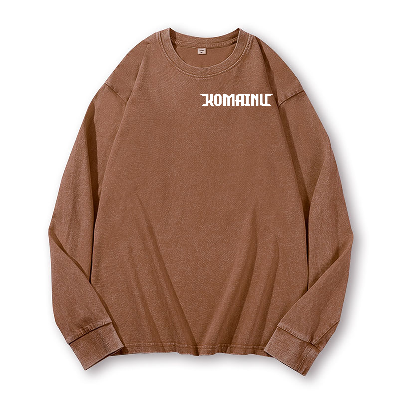 Komainu Vintage Washed Cotton Back Art Long-sleeve T-shirt