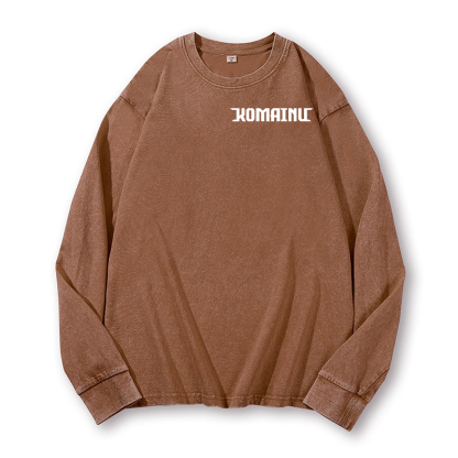 Komainu Vintage Washed Cotton Back Art Long-sleeve T-shirt