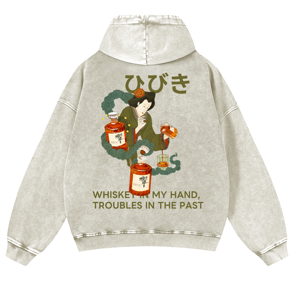 Hibiki Whisky Vintage Washed Cotton Back Art Hoodie