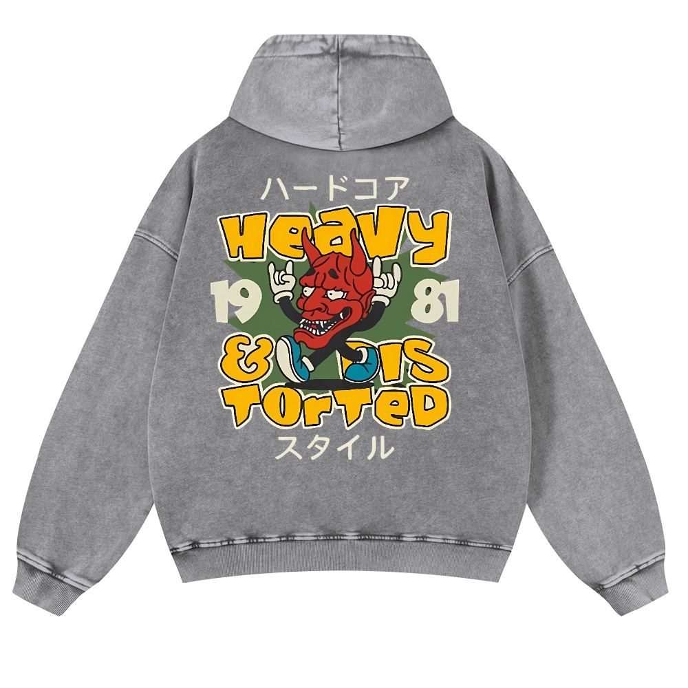 Hannya Vintage Washed Cotton Back Art Hoodie