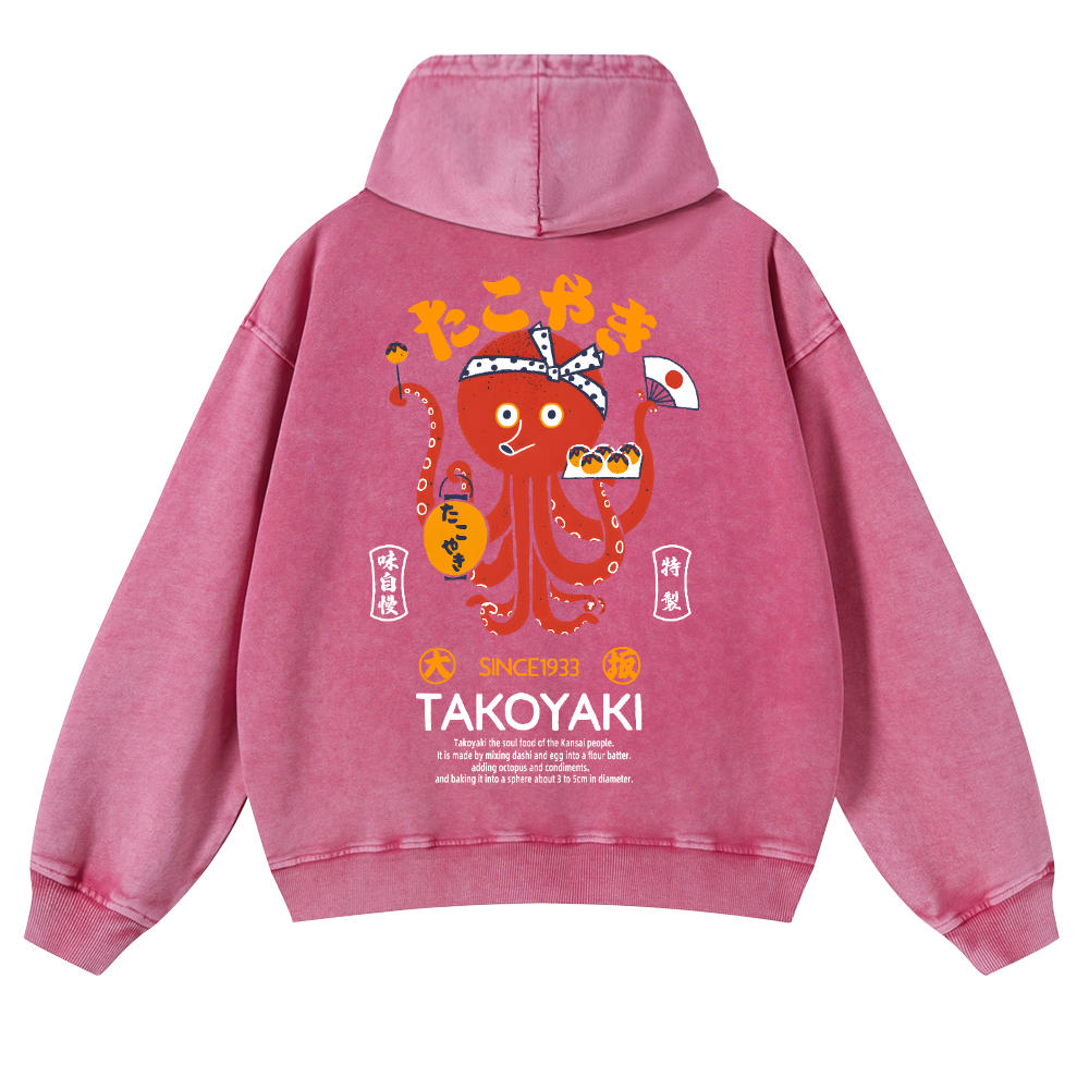 Takoyaki Octopus Vintage Washed Cotton Back Art Hoodie