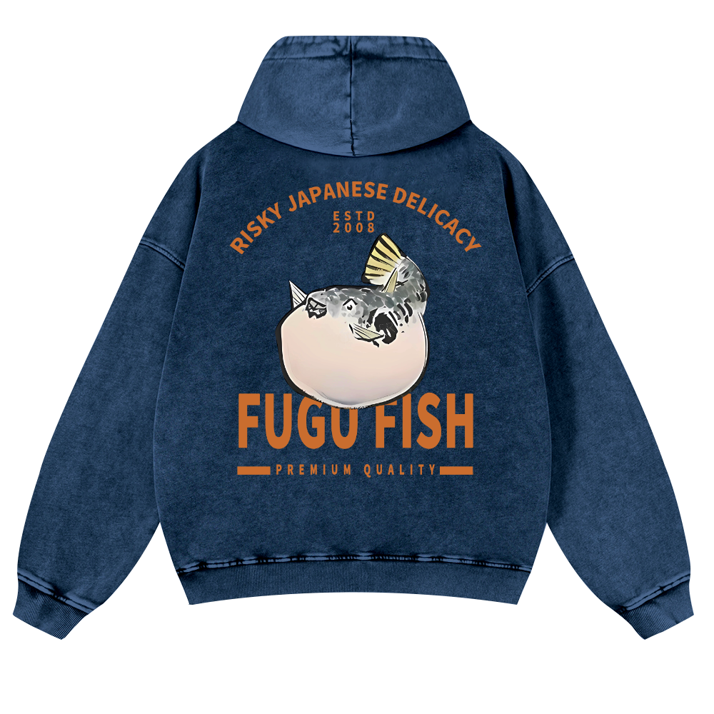 Japan's Risky Eats Vintage Washed Cotton Back Art Hoodie