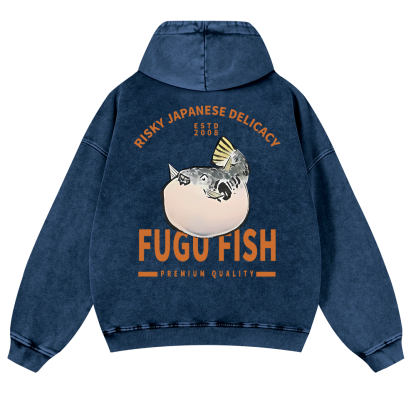 Japan's Risky Eats Vintage Washed Cotton Back Art Hoodie