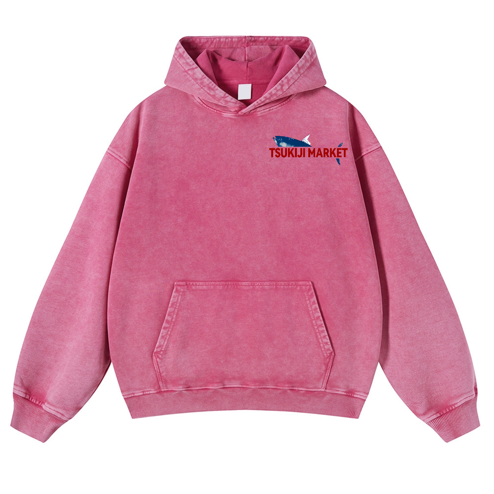 Tsukiji Market Tuna Fish Tokyo Japan Vintage Washed Cotton Back Art Hoodie