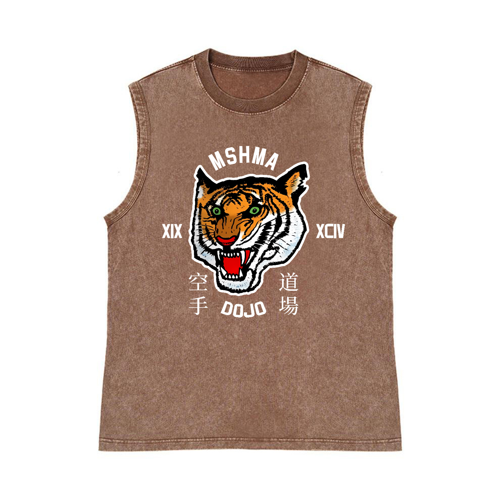 MSHMA Dojo Tiger Pure Cotton Wash-Dyed Sleeveless Tank Top