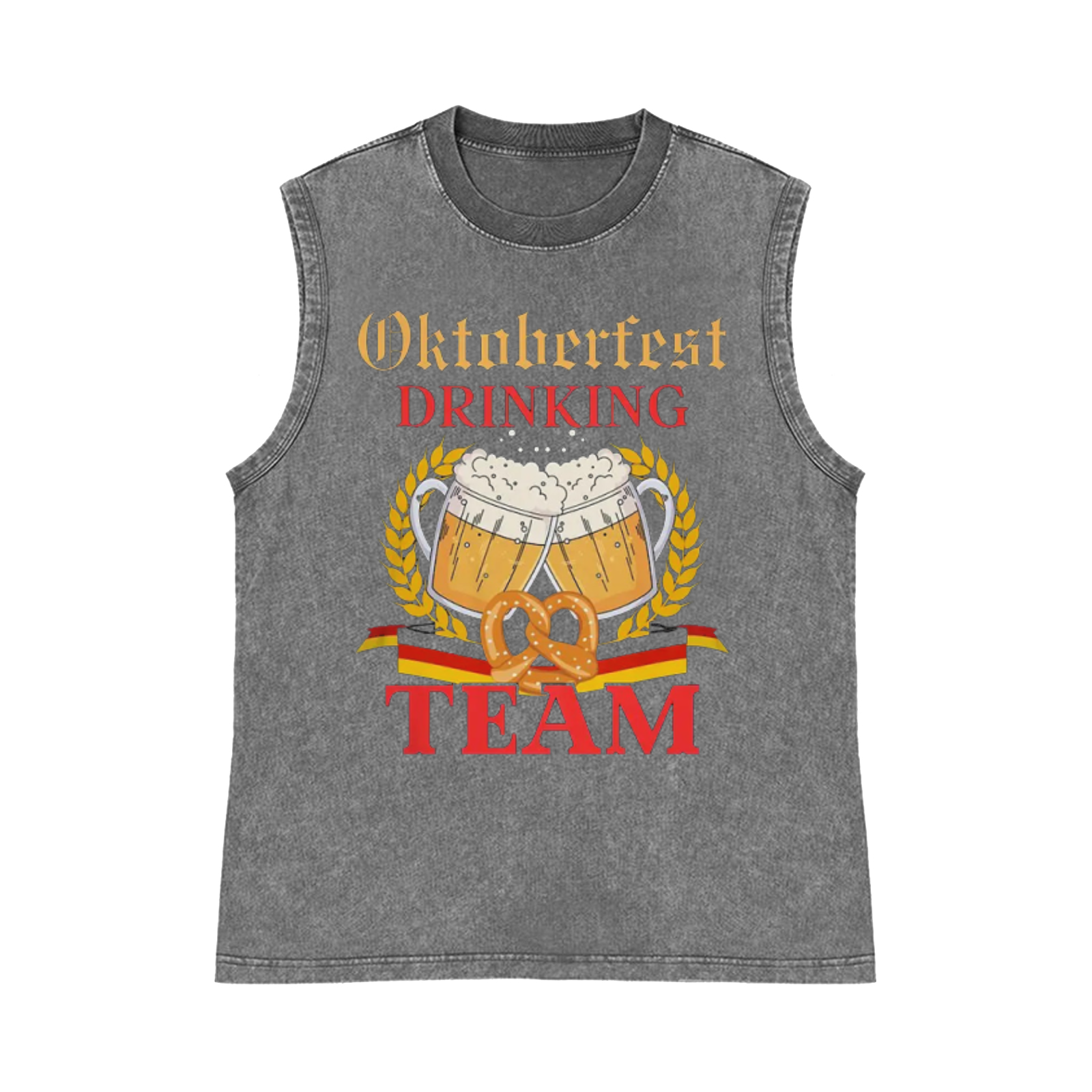 Oktoberfest Drinking Team Pure Cotton Wash-Dyed Sleeveless Tank Top
