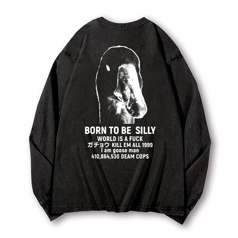 Goose Vintage Washed Cotton Back Art Long-sleeve T-shirt