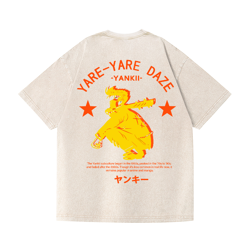 Yare Yare Daze Vintage Wash Japanese Design Back Art T-Shirt