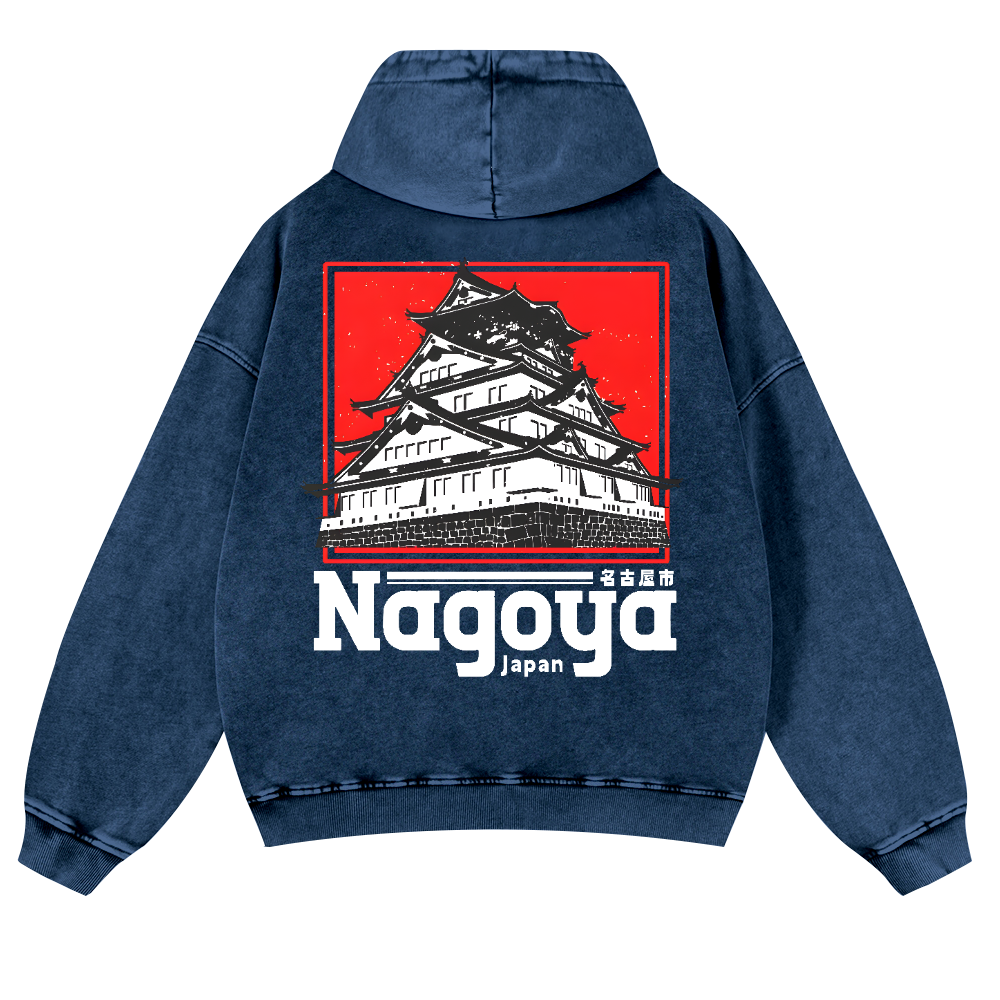 Nagoya Japan Vintage Washed Cotton Back Art Hoodie