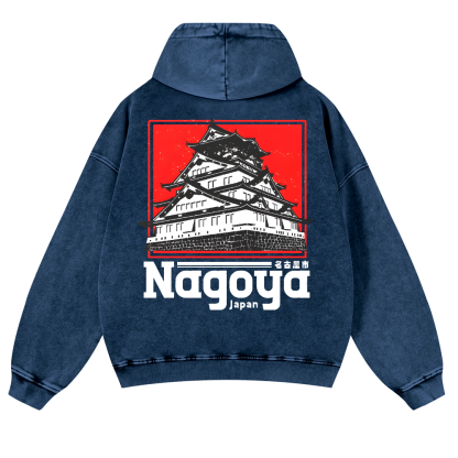 Nagoya Japan Vintage Washed Cotton Back Art Hoodie