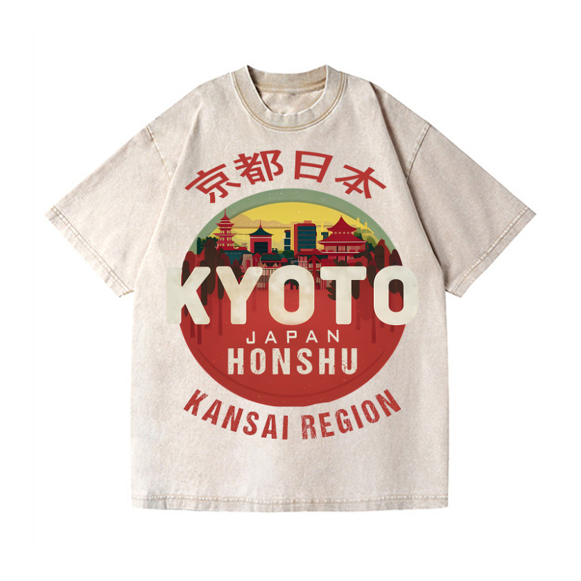 Kyoto Japan Honshu Kansai Region Vintage Wash Japanese Design T-Shirt
