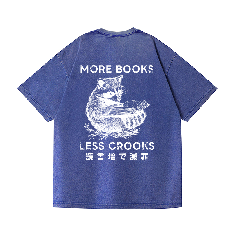 Racoon Book Vintage Wash Japanese Design Back Art T-Shirt