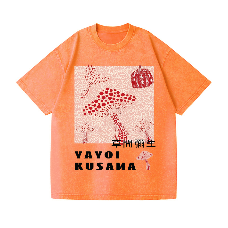Yayoi Kusama Mushroom Pumpkin Vintage Wash Japanese Design T-Shirt