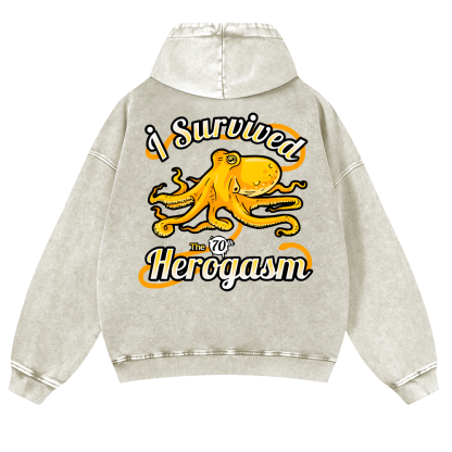 Octopus Vintage Washed Cotton Back Art Hoodie
