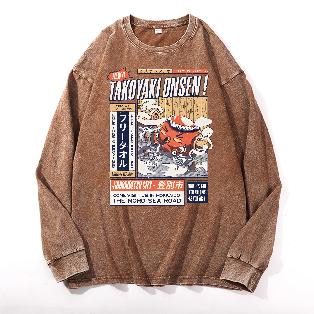 Takoyaki Vintage Cotton Wash Crewneck Sweatshirt