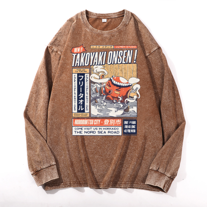 Takoyaki Vintage Cotton Wash Crewneck Sweatshirt