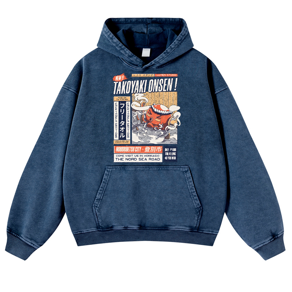 Takoyaki Octopus Vintage Washed Thick Cotton Hoodie
