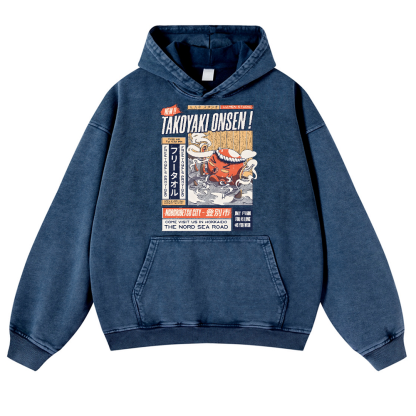 Takoyaki Octopus Vintage Washed Thick Cotton Hoodie
